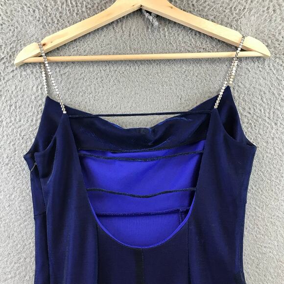 Vintage Morgan & Co Blue Slip Dress Y2K Formal Gown size 3/4 - Picture 12 of 13